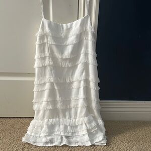 Princess Polly White Tiered Fringe Dress